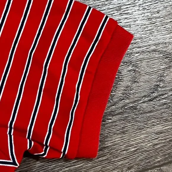 Vintage Polo Ralph Lauren Red and White Classic Fit Striped Polo Shirt - Medium - Picture 3 of 5